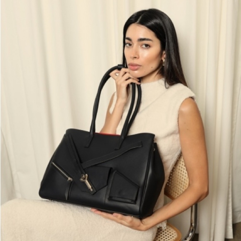 Florian London Black Oxford Shopping Tote Bag - Calfskin Leather